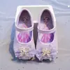 Zapatos de Cuero para Niñas Estilo Primavera/Otoño 2026 Suela Suave Zapatos Planos de Cristal para Niña Pequeña Zapatos de Princesa para Bebés y Niños Elegantes con Pedrería