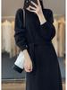 Vestido Suéter de Punto Básico de Talla Grande para Mujer Otoño e Invierno con Cordones y Cuello Redondo de Color Sólido Francés Comercio Exterior Transfronterizo Amazon