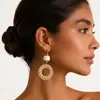Pendientes Tejidos a Mano de Hierba y Vidilo Estilo Bosque Vintage, Pendientes Estilo Vacaciones Bohemias de Verano, Pendientes Exagerados Que Hacen Que la Cara Parezca Más Pequeña