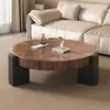 Mesa de Centro Redonda de Nogal Estilo Minimalista Italiano de Mediados de Siglo para Sala de Estar Hogar Lujo Ligero Diseñador de Alta Gama
