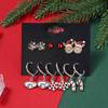 Brincos de Natal europeus e americanos, conjunto de 6 peças, muleta de animal de desenho animado, flor de natal, floco de neve, urso, brincos simples de liga
