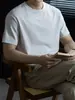 Camiseta Masculina de Verão com Toque Fresco de Amônia Líquida, Algodão Mercerizado, Manga Curta, para o Trabalho, Simples, Fresca, Triângulo Invertido, Solta, Meia Manga