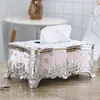 Dropshipping Transfronterizo Hogar Caja de Pañuelos de Servilleta Grande Cajón de Papel Caja de Pañuelos de Escritorio de Plástico Creativo Dorado y Azul