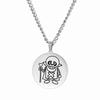 Personalizado bonito na moda marcação a laser hip hop rodada marca pequeno pingente de caveira simples colar de aço inoxidável para homens e mulheres