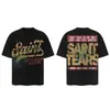 Saint vintage Estilo Americano High Street Holgada Vtg Camiseta de Manga Corta para Hombre Camiseta Estampada Alfabeto Figura Camiseta Urbana