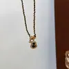 Collar con Colgante de Piedra Ojo de Tigre Marrón Maillard Forma de Calabaza Cadena para Suéter Clavícula Nueva Nicho de Gama Alta Accesorio