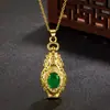 Venta caliente colgante de jade dorado chapado en oro incrustado botella de agua de plata antigua colgante de botella de tesoro collar de Bolsa de la Suerte regalo para actividades
