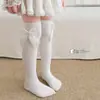 Calcetines Altos Hasta la Rodilla para Niñas Calcetines de Algodón para Primavera y Otoño Calcetines de Encaje para Niñas con Lazo Grande Lindos Calcetines de Princesa Versátiles Calcetines Altos Hasta la Rodilla