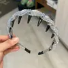 Tiara de Alto Padrão Princesa Parisiense Estilo Coreano para Mulheres Borda Larga Trança Torcida de Cristal Presilha de Cabelo com Dentes Antiderrapante Topo do Crânio Tiara