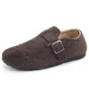 Fivela Retro Birkenstock Sapatos de Algodão Femininos de Inverno Slip-on Feltro Mais Veludo Pessoa Preguiçosa Botas de Algodão Fundo Plano Quente Casuais Sapatos de Algodão
