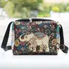 Nova Bolsa Transversal Estilo Étnico Yunnan Bolsa de Ombro de Lona Bordada Fio de Ouro Dupla Face Cinto Preto Bolsa de Feira de Três Camadas