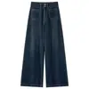 Pantalones Anchos Sueltos de Pierna Recta Estilo Retro Americano con Caída, Jeans Versátiles de Pierna Recta hasta el Suelo para Mujer y Pantalones de Longitud Extendida