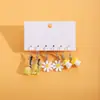 Pendientes de Margarita con Paleta de Té con Leche Fresca Transfronteriza, Traje de Pendientes de Moda Coreana de Gama Alta para Mujer, Pendientes de Color Caramelo