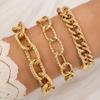 Pulseira Criativa Transfronteiriça Europeia e Americana Nova Empilhada Ouro Corrente Grossa Moda Tendência Estilo Frio Conjunto de Pulseiras Multicamadas