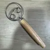 Batidor de Mango de Madera, Batidor Manual de Huevos de Cocina, Mezclador de Alambre de Acero Inoxidable para Masa, Palo para Amasar Masa, Herramienta para Amasar Masa