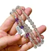 Prata 925 Design Sense alta qualidade Gelo Vítreo Transparente Cristal Branco Natural Design Sense Pulseira Multi-Círculo Pulseira