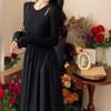 Vestido Longo de Tricô Vazado Estilo Hepburn Feminino Primavera e Outono Novo Design Nicho Elegante Slim-fit Slim-fit Longo