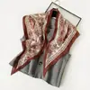 Bufanda Triangular de Seda de Comercio Exterior, Pañuelo de Cintura con Patrón Paisley de Seda Artificial, Chal Pequeño para Mujer, Bufanda Vintage, Bufanda para el Cuello al por Mayor