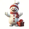 Boneco de Neve Fofo Desenho Animado Árvore de Natal Pingente Plano 2D Decoração de Natal Transfronteiriça Pingente de Carro Novo Produto Ornamento