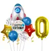 Festa Temática de Ficção Científica para Crianças Conjunto de Balões Foguete Espacial Balão de Filme de Alumínio Digital Decoração de Aniversário Arranjo de Fotos