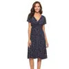 Amazon Transfronterizo Primavera y Verano Nuevo Vestido de Playa de Gasa con Cuello en V Europeo y Americano Vestido Estampado de Manga Corta Vestido Bohemio