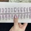 Uñas Portátiles Pre-hechas Hechas a Mano Ojo de Gato Morado Claro 30 Piezas Venta al por Mayor Cuentas de Vidrio Arte de Uñas Ojo de Gato Uñas Portátiles Blanqueamiento Puro Deseo