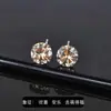 Brincos de prata de lei S925 com quatro garras para mulheres, brincos de zircônia microincrustados, versão coreana de brincos simples de personalidade da moda, fabricantes atacado