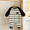 Mameluco Rayado para Bebé 2026 Ropa Infantil de Primavera y Otoño Lindo Bolita de Carbón Mono de Moda con Bloques de Color de Manga Larga