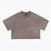 Camiseta de Algodón Puro Personalizada Talla Europea Retro Americana Marca de Moda Transfronteriza Lavada Vintage Hot Girl Manga Corta Crop Top para Mujer