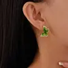 Pendientes de Mariposa de Cristal de Zircón Verde Frescos y Sencillos con Baño de Oro Real, Pendientes de Alta Gama Dulces y Elegantes para Mujer
