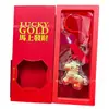 Llavero de Oro Puro 999, Set de Caja de Regalo "Hazte Rico Pronto", Colgante de Oro "Princesa, Por Favor Hazte Rico", Lindo Accesorio para Bolsa