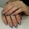 Uñas de Arte de Uñas Más Vendidas Transfronterizas, Uñas Postizas Sencillas, Estilo Fresco, Uñas Almendradas de Longitud Media, Uñas Postizas Color Sólido Ojo de Gato Venta al por Mayor