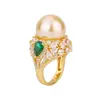 Anillo de moda retro con incrustaciones de oro blanco y cuentas 2022 nuevo transfronterizo europeo y americano con diamante 16 mm
