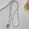 Corrente de celular longa e elegante em formato de gota de pérola, design exclusivo, corrente elegante para bolsa de uso diário