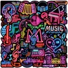 50 Adesivos de Grafite Musical Neon Transfronteiriços para Guitarra, Capacete, Skate, Copo d'Água, iPad - Adesivos Decorativos à Prova d'Água DIY