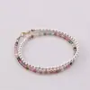 Pulsera de turmalina de cuentas Shijia de doble capa de partículas pequeñas para mujer, pulsera de costura de nicho de lujo ligero, pulsera