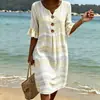 Novo Vestido Longo Cruzado com Decote em V, Babados e Botões 2026, Vestido Casual da Moda e Único para o Dia a Dia das Mulheres, Estilo Verão