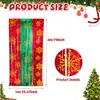 Cortina de seda de lluvia impresa con diseño navideño en rojo, blanco y verde con motivo de Santa Claus, adecuada para fiestas y fondos de fotos, cortina de borlas de seda de lluvia