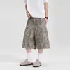 Roupas Masculinas LKTM 26SS Verão Retrô Americano Estampado de Leopardo Desgastado Shorts Casuais Curtos Unissex Silhueta Larga