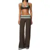 En StockNuevo Modelo 2026 Hermosa Espalda Conjunto de Dos Piezas Falsas de Lunares y Rayas Pantalones de Yoga Casual de Moda Cintura Plegada