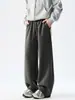 Calça Masculina Personalizada com Fotos, Estilo Retro Americano de Inverno, Marca da Moda, Calça Casual com Forro de Lã, Calça de Moletom Juvenil