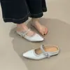 Mules Femininas de Verão Slip-On com Salto Oculto de 4cm, Novo Estilo Coreano, Elegância Noturna Francesa, Sandálias Trançadas