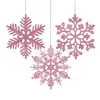 Decoraciones Navideñas de Copo de Nieve Nuevas Transfronterizas de 10 cm Polvo de Plástico Suministros para Decoración de Árbol de Navidad Colgantes