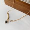 Collar de cadena de amor negra con diseño de estilo coreano, estilo femenino, ligero, lujoso, estilo metálico, cadena de clavícula para suéter.