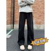 Calça Machete Corte Assimétrico Estilo Americano Masculina Outono e Inverno Forrada com Fleece Espessada Dosagem Calça de Moletom Pesada Perna Larga Perna Reta Calça Esportiva