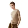 Suéter de punto de manga corta para mujer, nuevo, cuello redondo, estilo "old money", base de punto trenzado, top sin mangas, camiseta