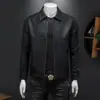 Jaqueta de Couro para Motociclista Masculina, Nova Jaqueta de Couro Slim Fit Estilo Coreano com Gola Curta para Primavera, Outono e Inverno, Casaco Casual Tendência para Jovens