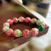Pulsera Pulsera Cuentas de Cerámica de Vidrio Rosa Verde Retro Chino Jade Cian Seco Cuarzo Roca