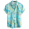 Camisa de Manga Corta de Verano Nueva para Hombre Europea y Americana Feihe Impresión Digital 3D Moda Hawaiana Casual Ropa para Hombre