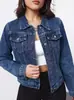 Personalización de Chaqueta de Mezclilla para Mujer de Fábrica Original: Procesamiento de Lotes Pequeños de ODM con Dibujos y Muestras